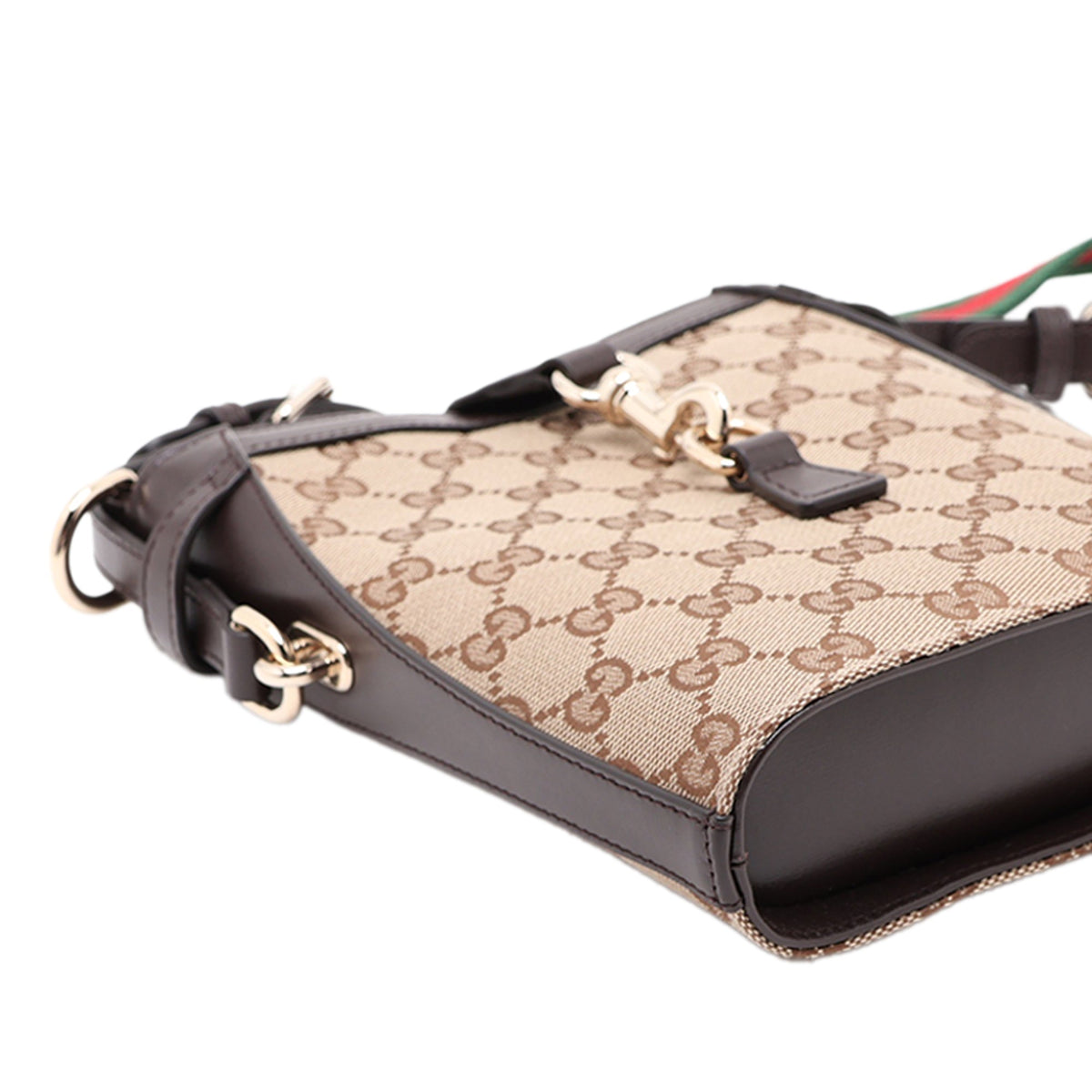 Gucci Mini GG Canvas Web Bucket Bag — Beige