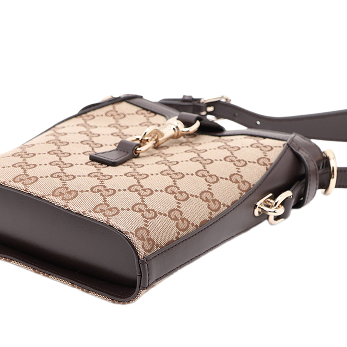 Gucci Mini GG Canvas Web Bucket Bag — Beige