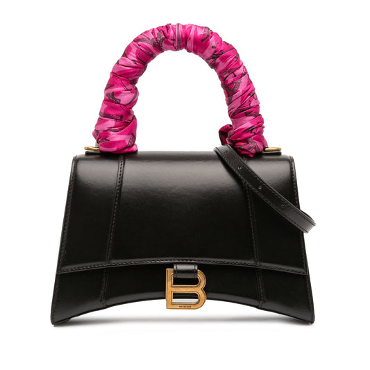 Balenciaga Small Shiny Box Calfskin Hourglass Top Handle Bag