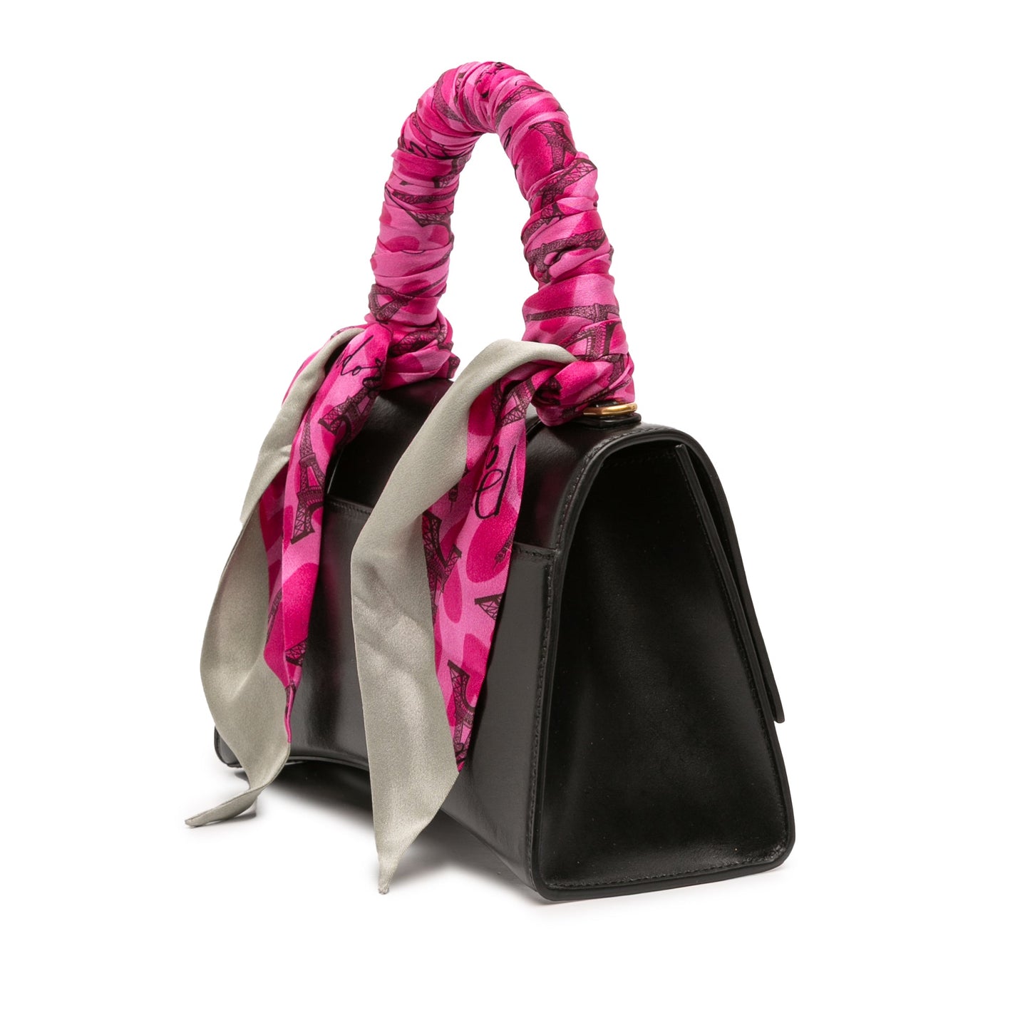 Balenciaga Small Shiny Box Calfskin Hourglass Top Handle Bag