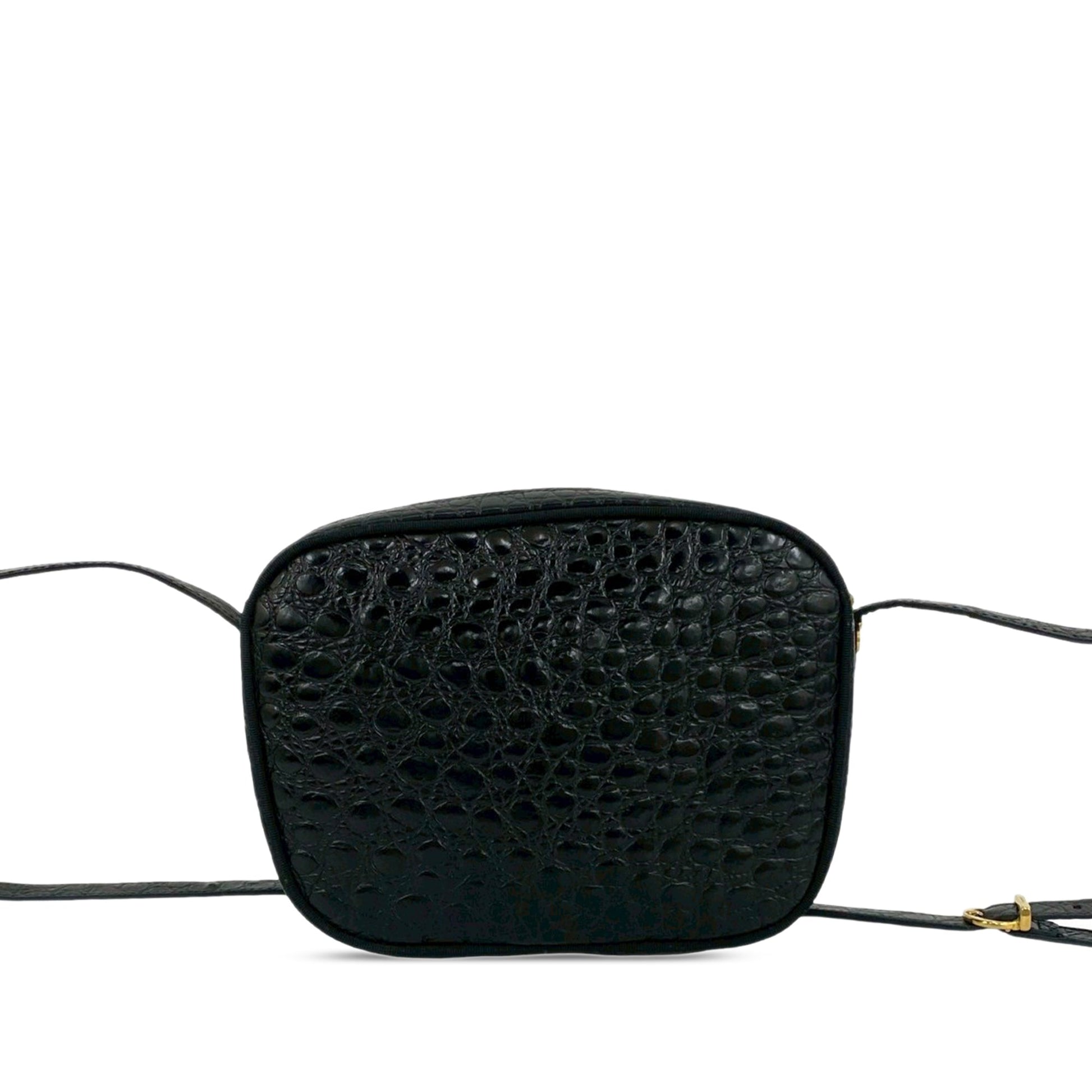 Ferragamo Croc Embossed Calfskin Vara Crossbody