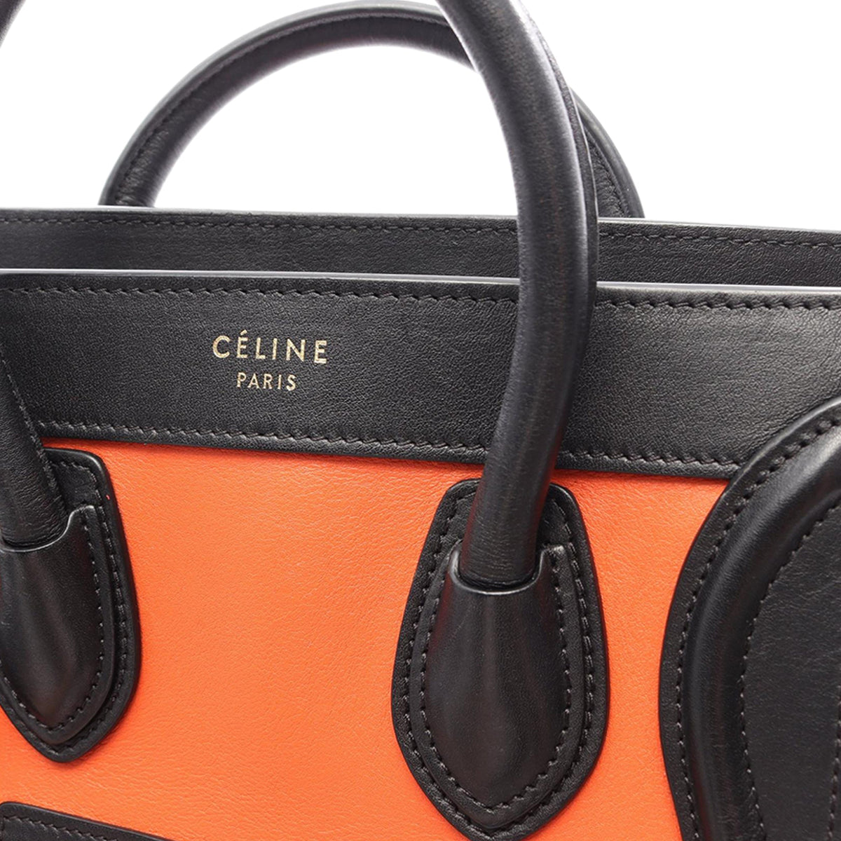 Celine Nano Tricolor Leather Luggage Tote — Orange
