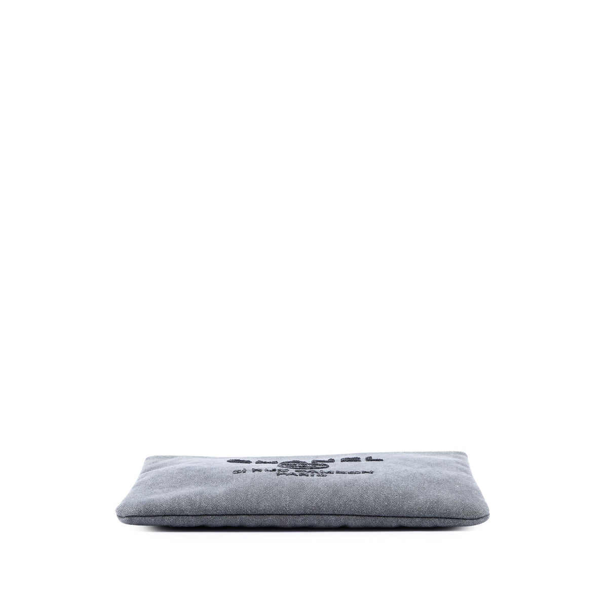 Chanel Large Denim Sequin Embellished Deauville O Case Clutch — Gray
