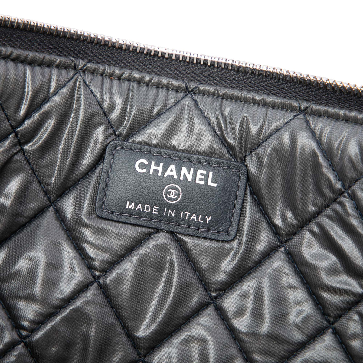 Chanel Large Denim Sequin Embellished Deauville O Case Clutch — Gray