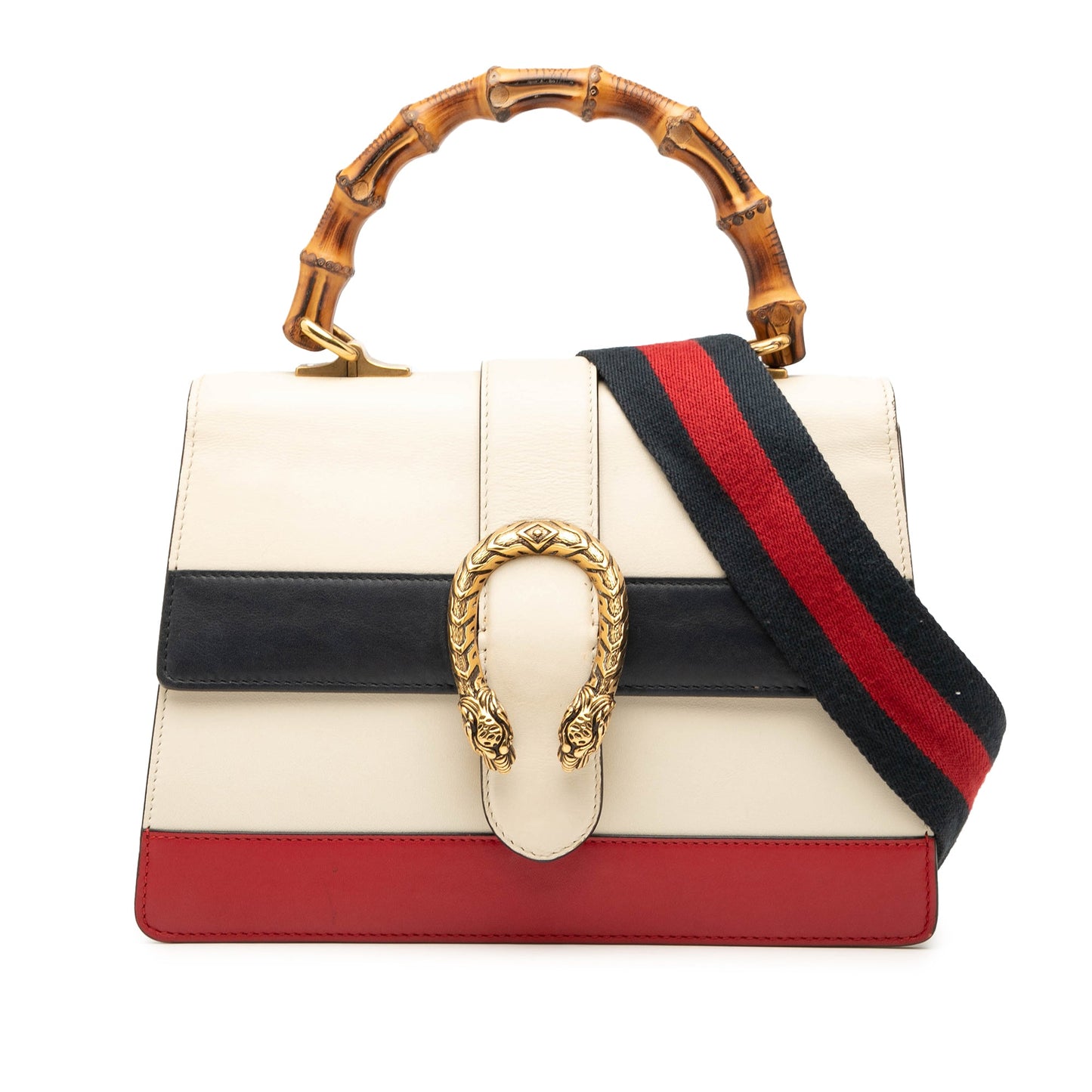 Gucci Medium Leather Bamboo Dionysus Web Satchel