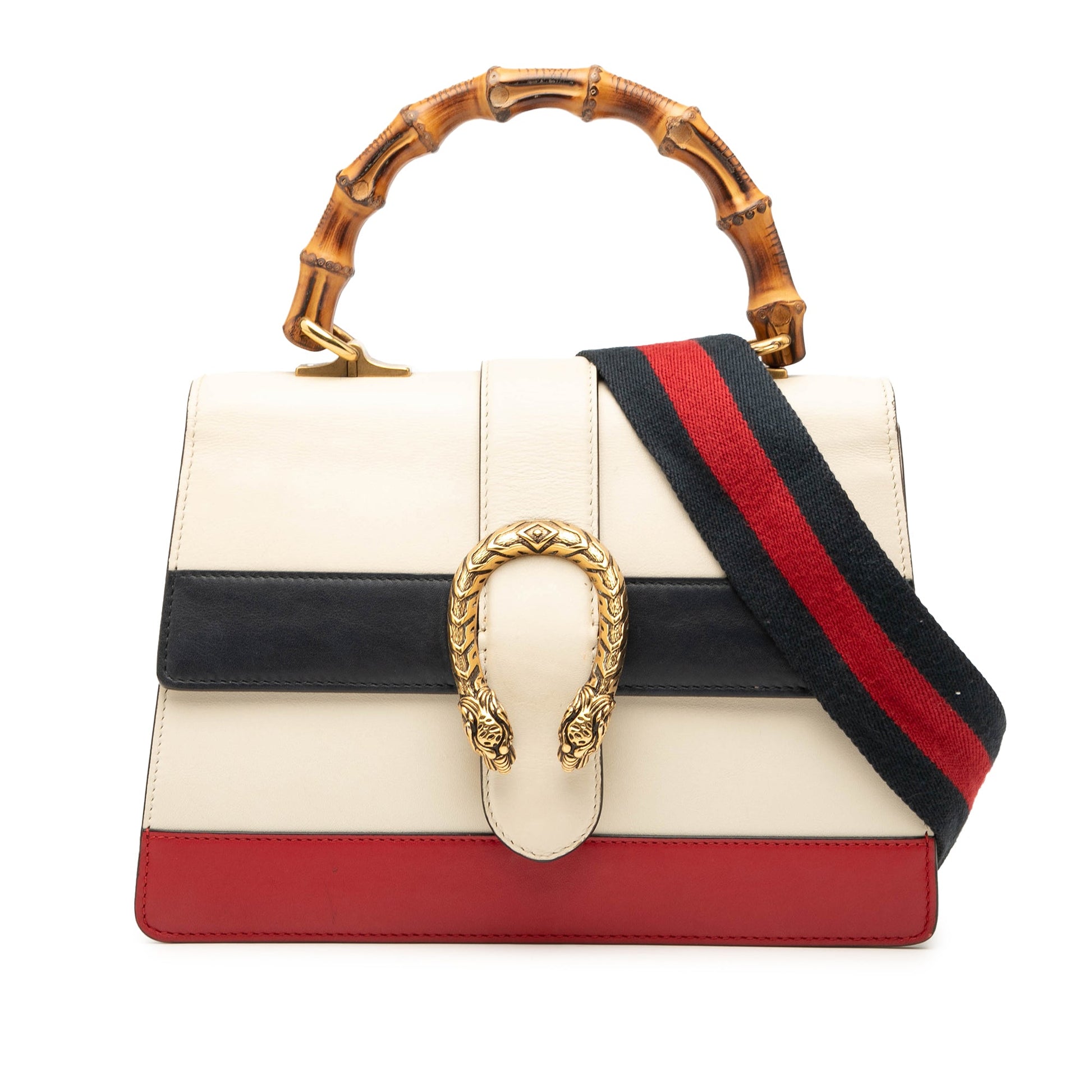 Gucci Medium Leather Bamboo Dionysus Web Satchel