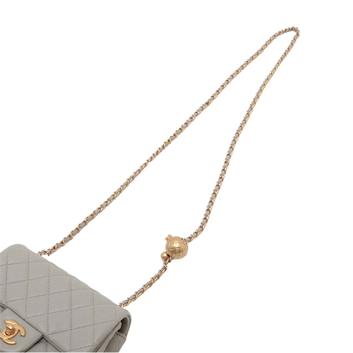 Chanel Mini Square Classic Lambskin Pearl Crush Single Flap — Gray