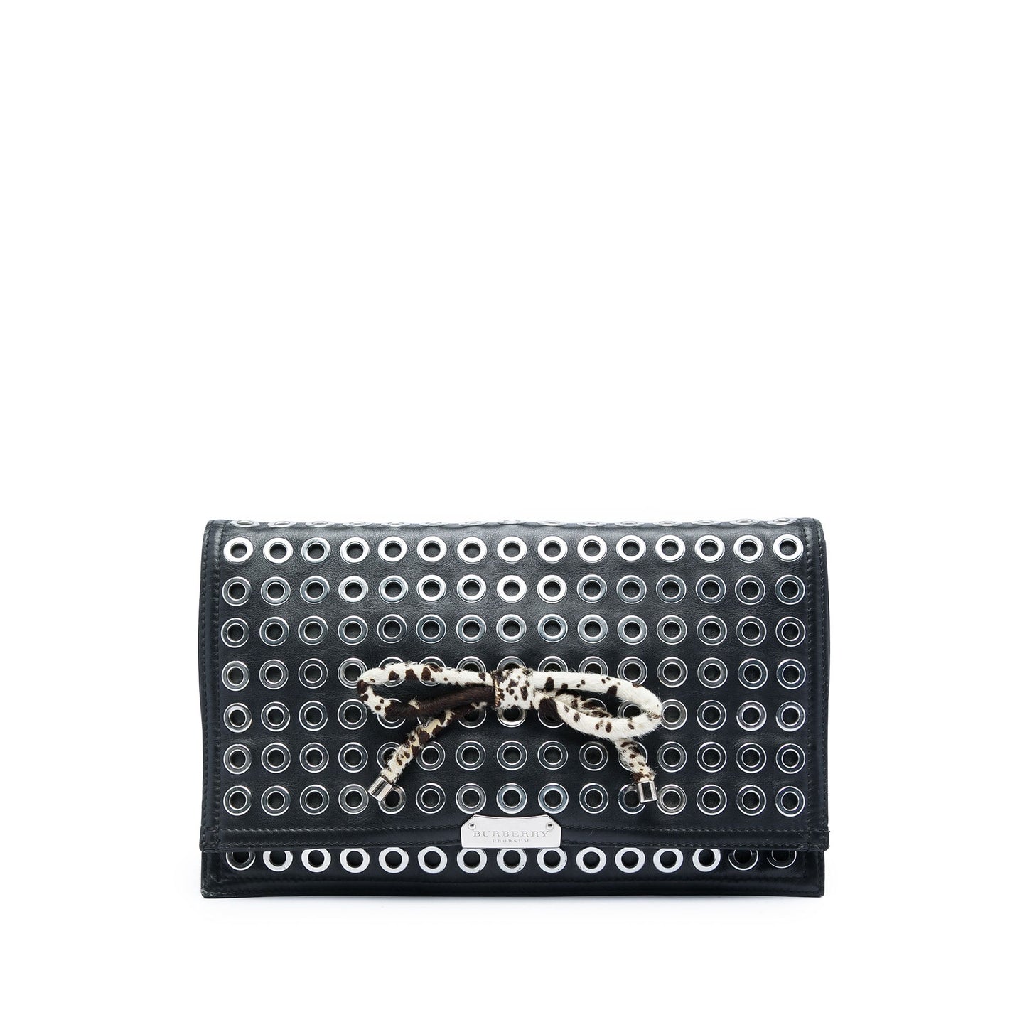Burberry Prorsum Lambskin Grommet Pony Hair Bow Clutch
