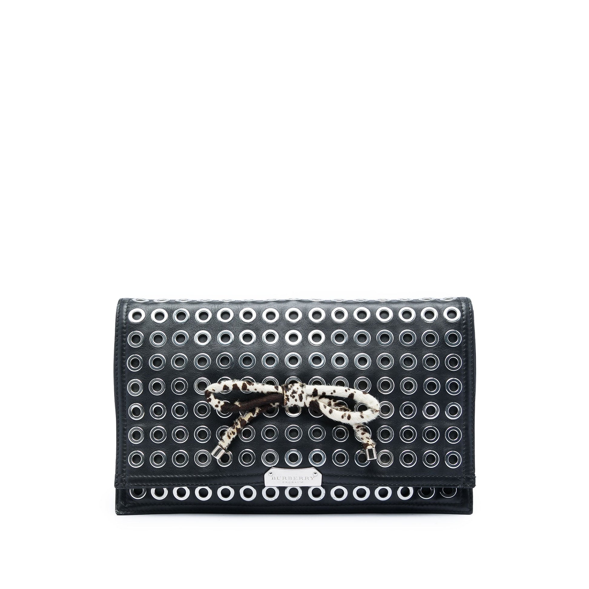 Burberry Prorsum Lambskin Grommet Pony Hair Bow Clutch