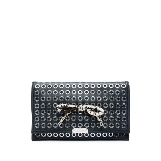 Burberry Prorsum Lambskin Grommet Pony Hair Bow Clutch