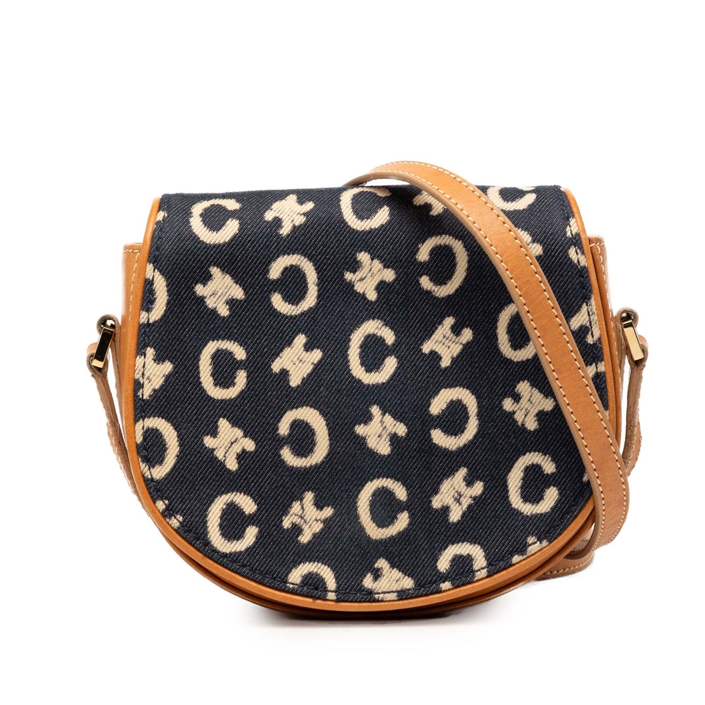 Celine C Macadam Denim and Leather Crossbody
