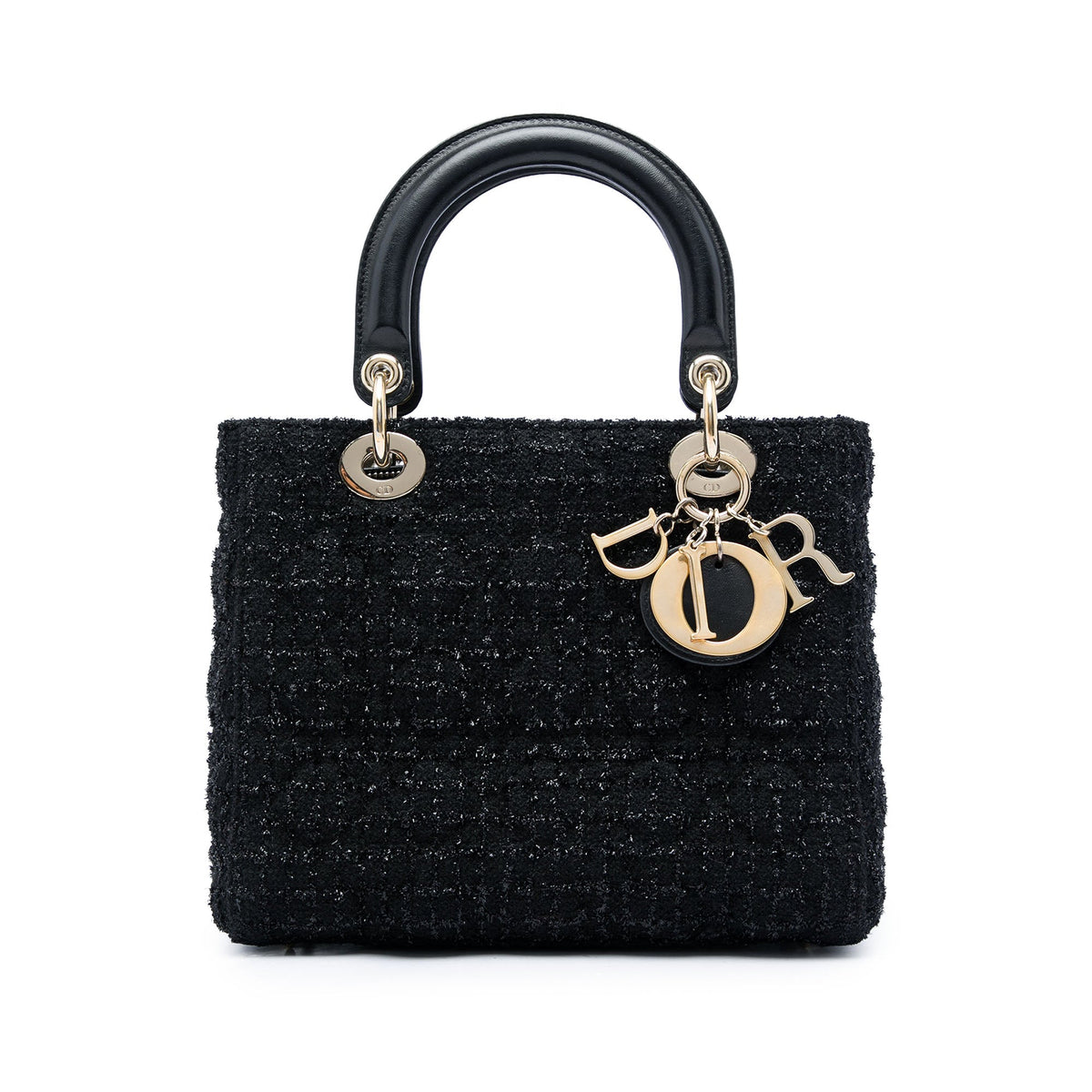 Dior Medium Tweed Cannage Lady Dior — Black