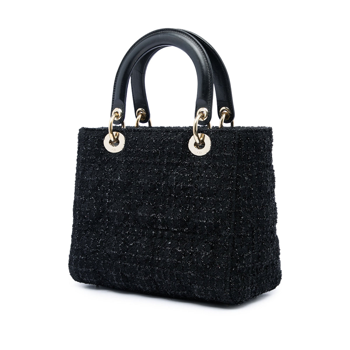 Dior Medium Tweed Cannage Lady Dior — Black