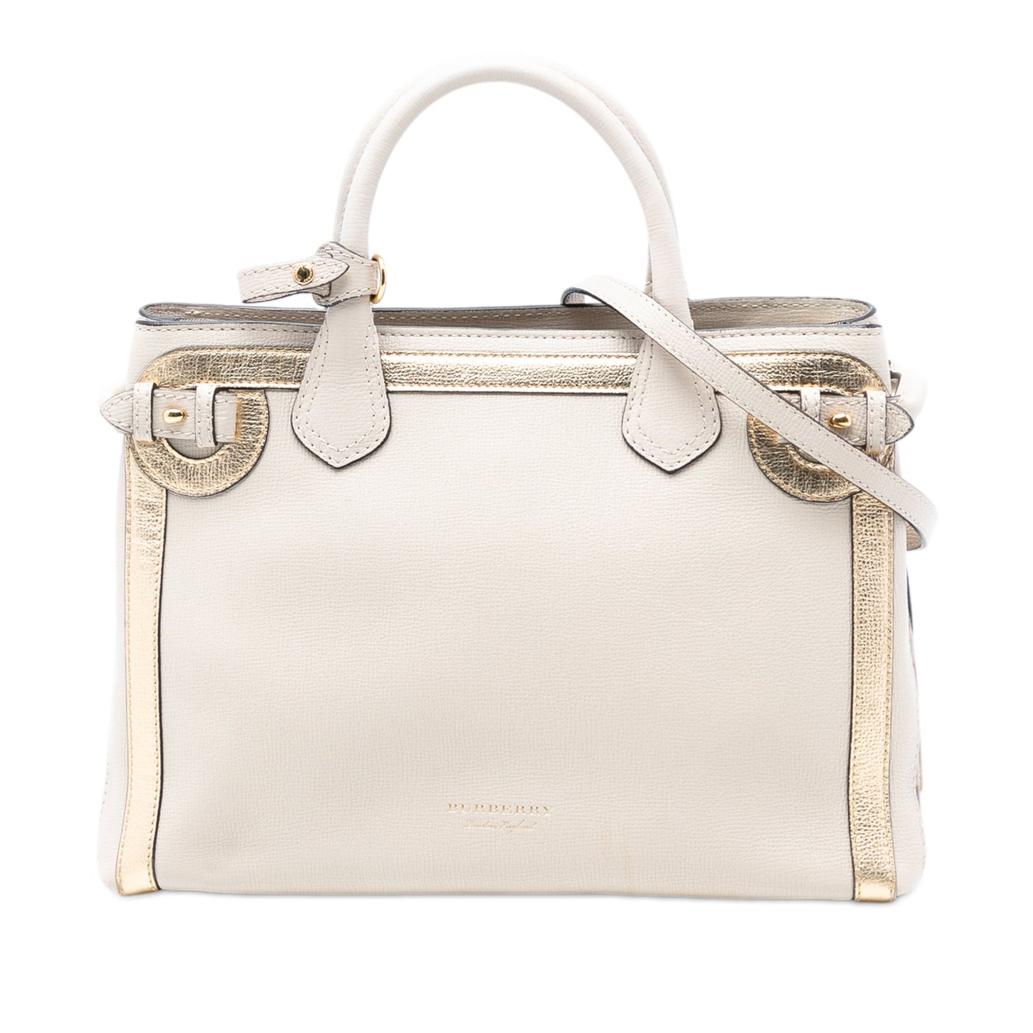 Burberry Medium Bicolor Leather and House Check Banner Satchel