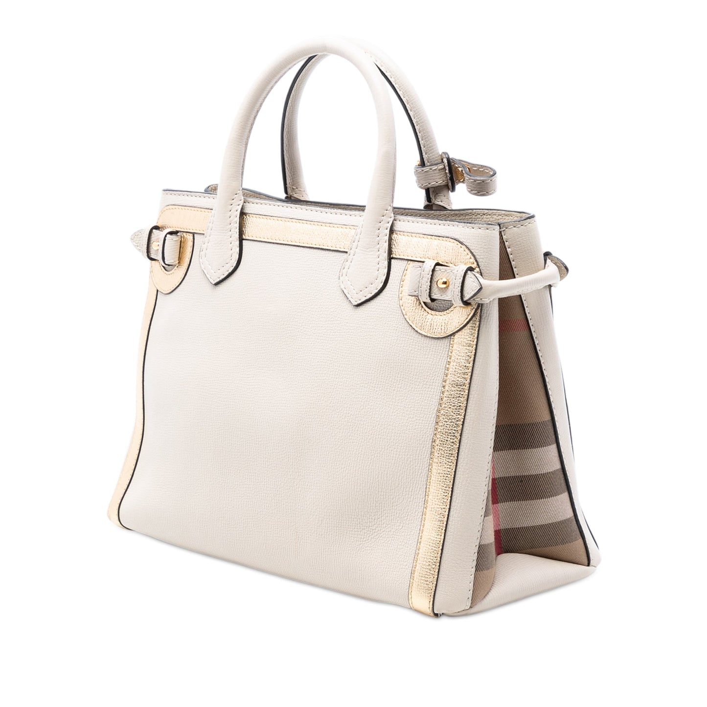 Burberry Medium Bicolor Leather and House Check Banner Satchel