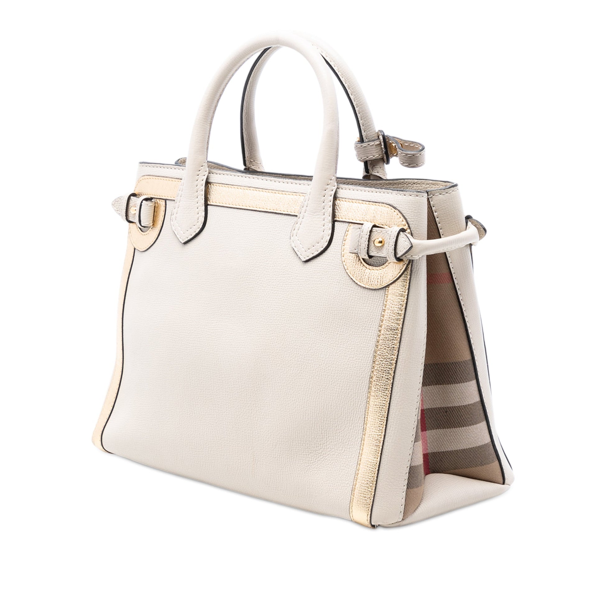 Burberry Medium Bicolor Leather and House Check Banner Satchel