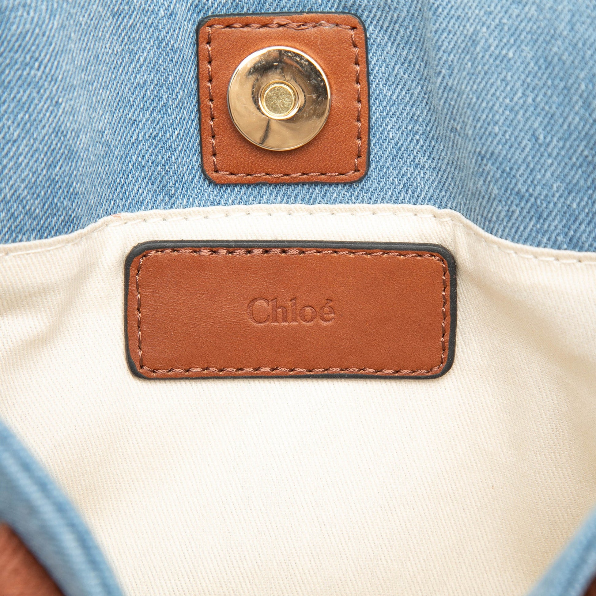 Chloé Kids Embroidered Logo Denim Satchel