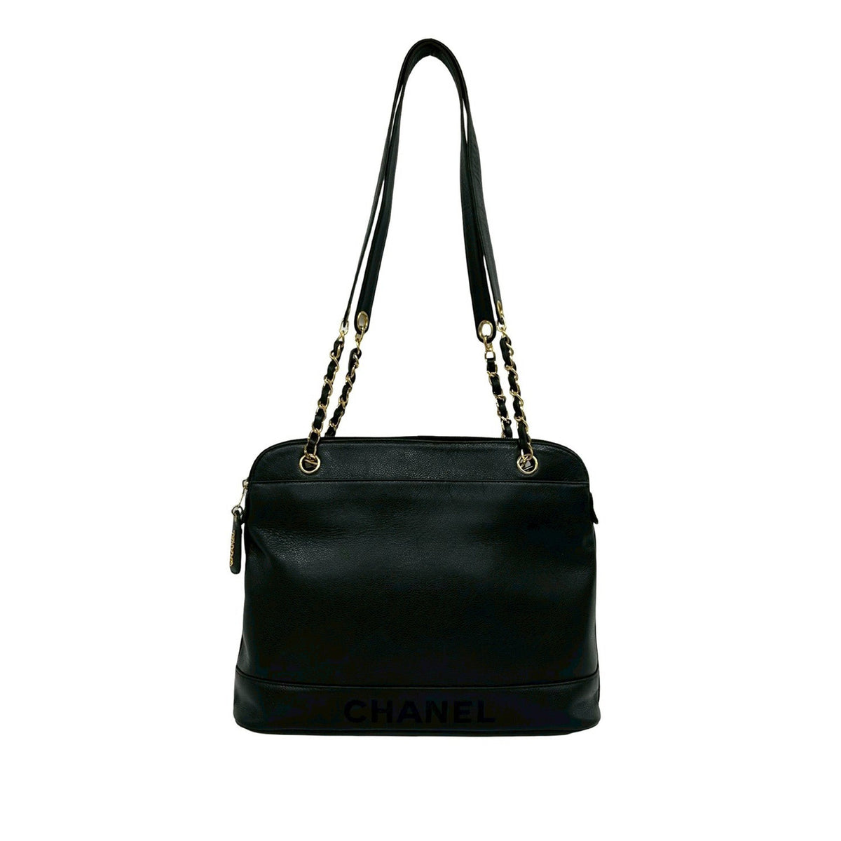 Chanel Caviar Logo Chain Shoulder Bag