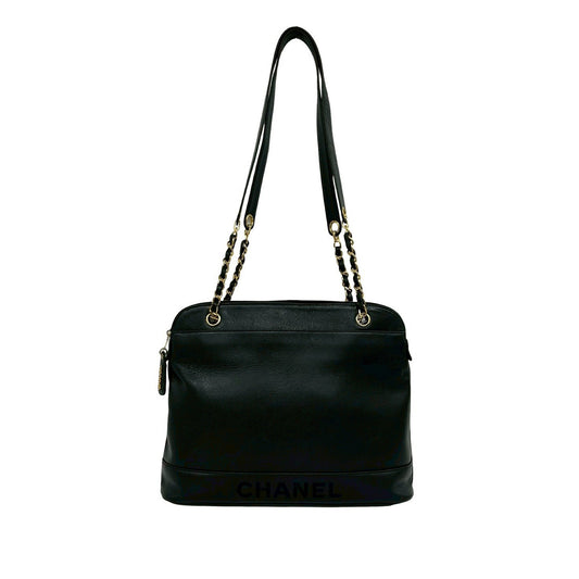 Chanel Caviar Logo Chain Shoulder Bag
