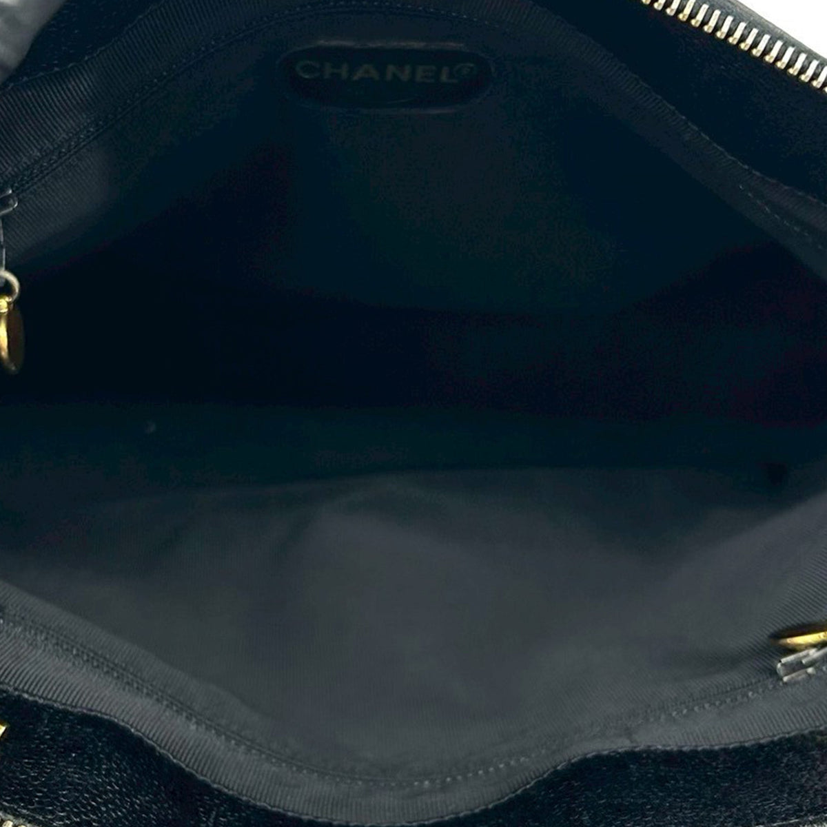 Chanel Caviar Logo Chain Shoulder Bag