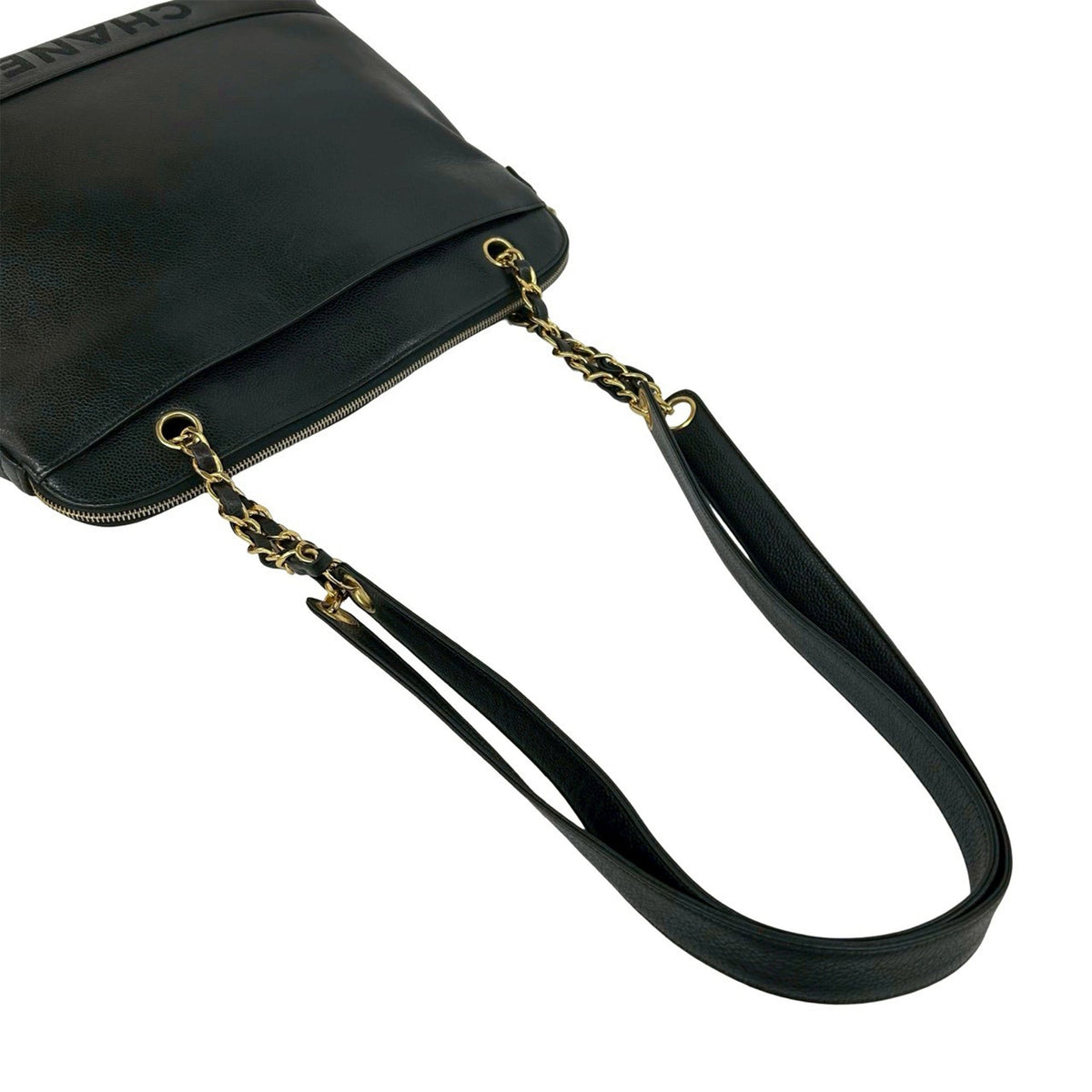 Chanel Caviar Logo Chain Shoulder Bag