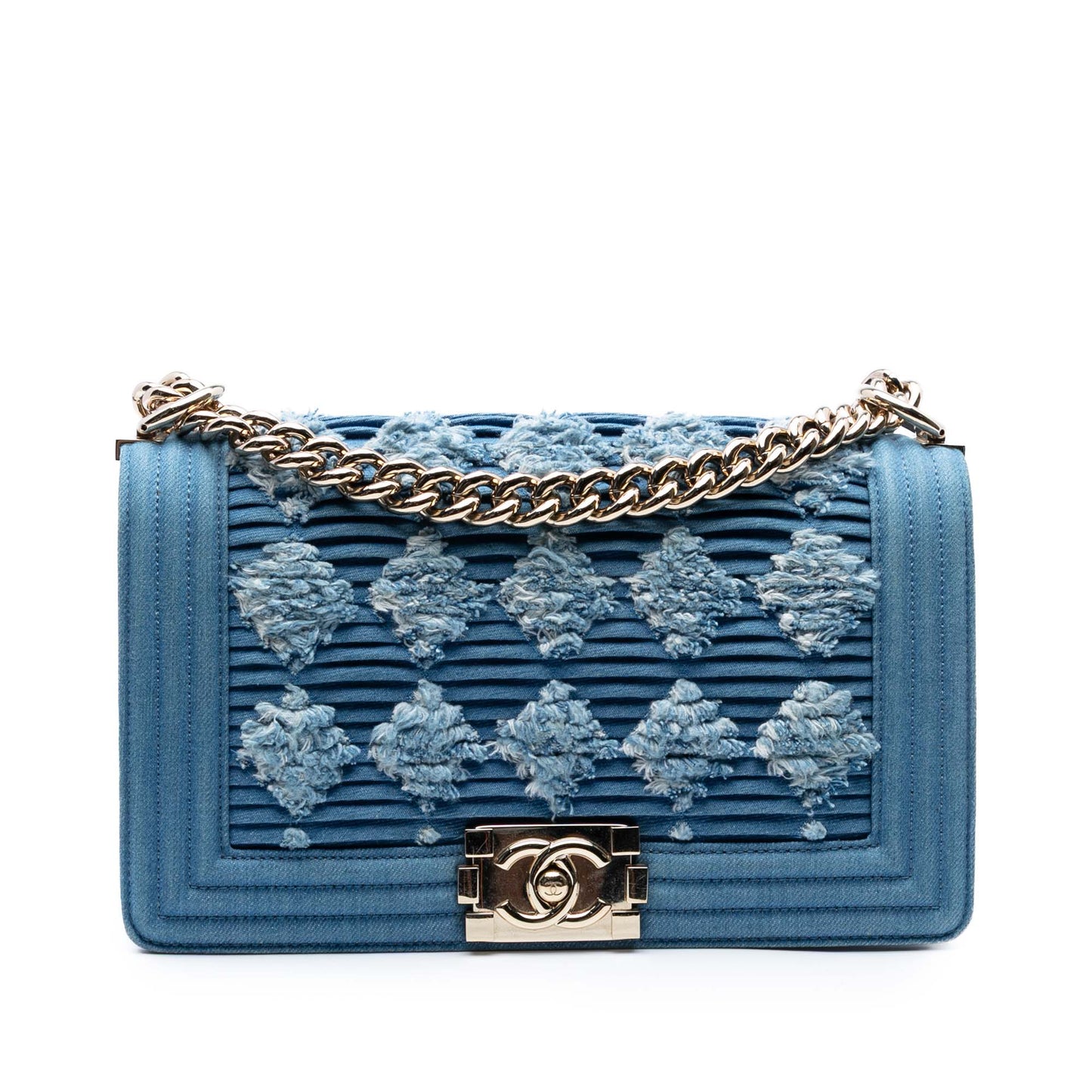 Chanel Old Medium Pleated Denim Boy Flap