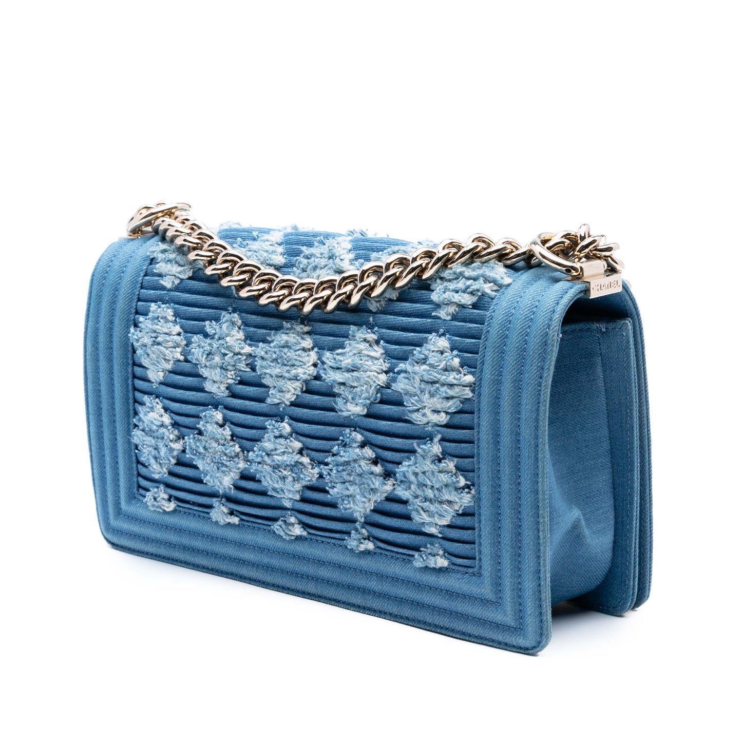 Chanel Old Medium Pleated Denim Boy Flap