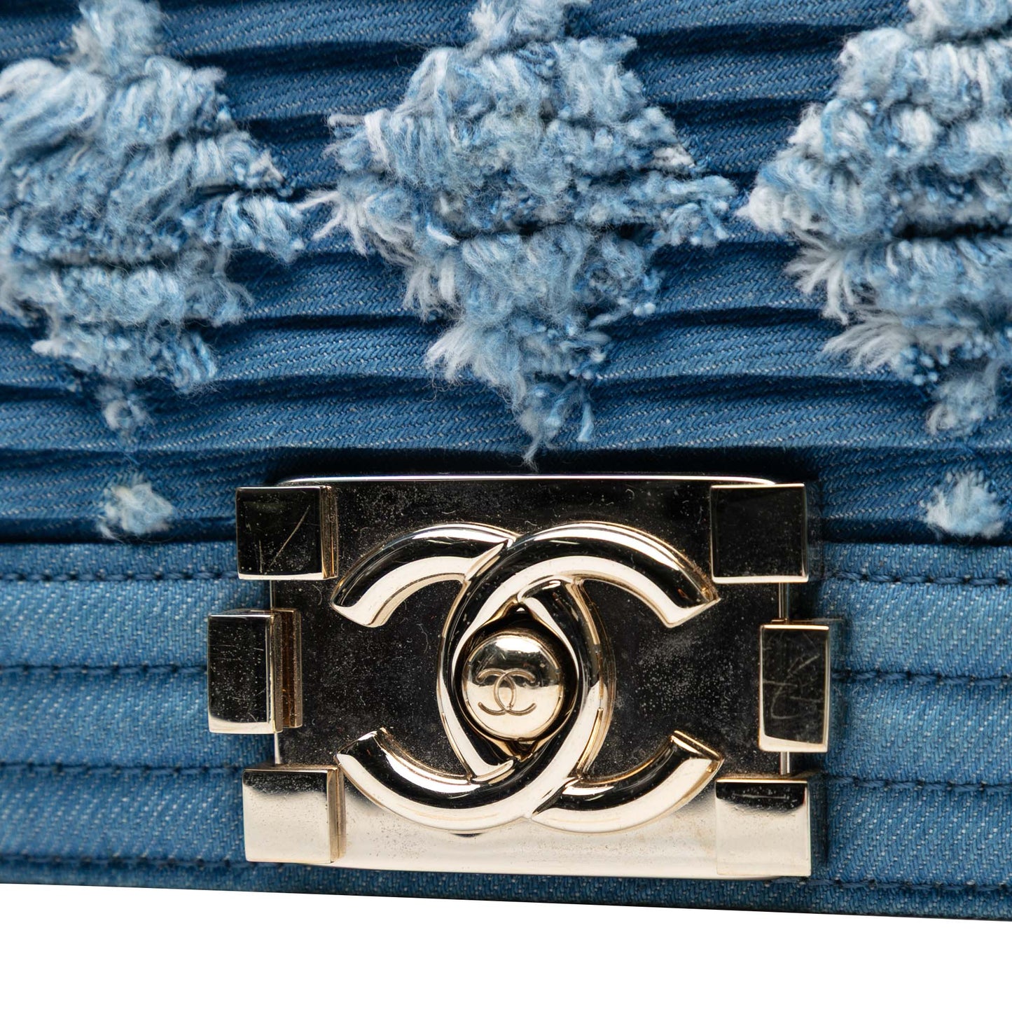 Chanel Old Medium Pleated Denim Boy Flap