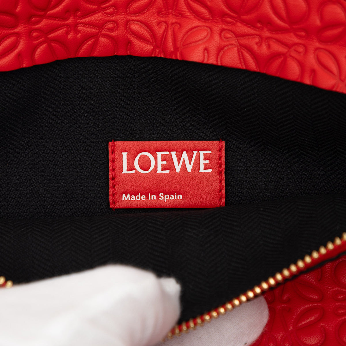 LOEWE Embossed Anagram Leather Repeat T Clutch