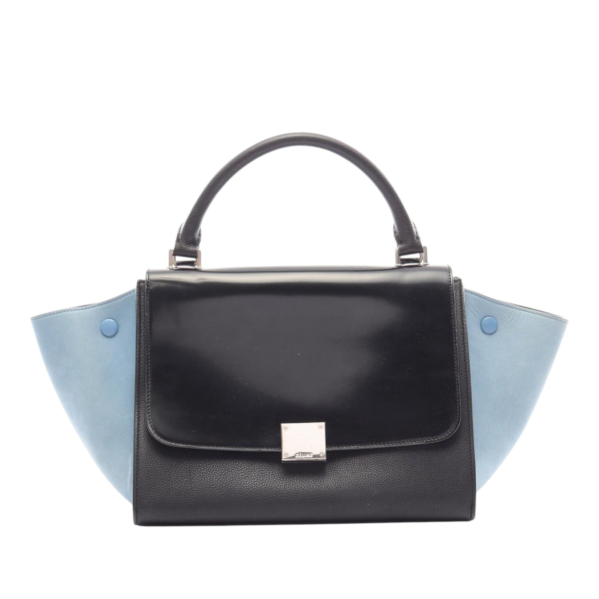 Celine Small Bicolor Leather Trapeze Satchel — Black