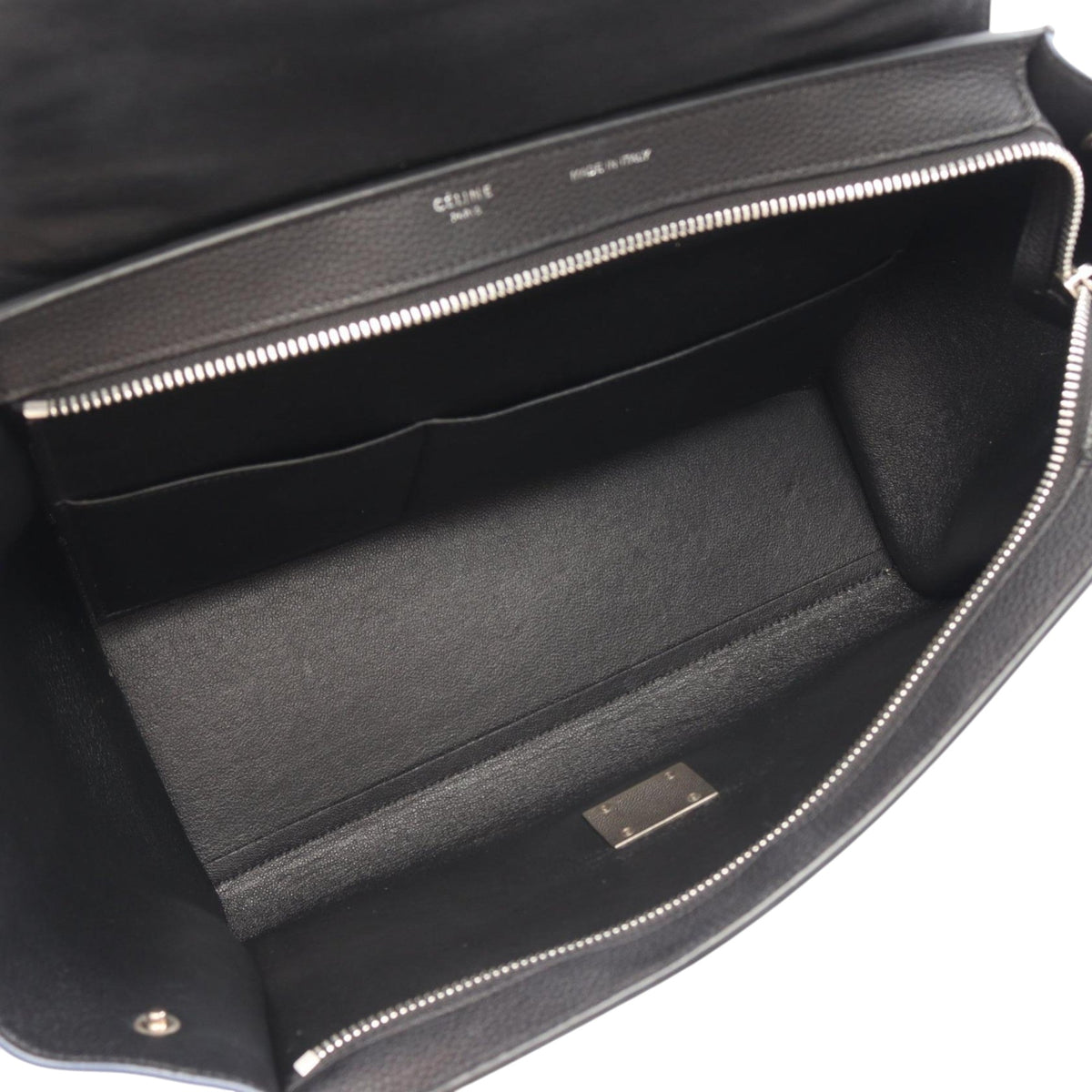 Celine Small Bicolor Leather Trapeze Satchel — Black