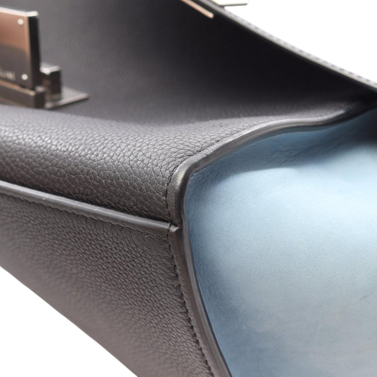 Celine Small Bicolor Leather Trapeze Satchel — Black