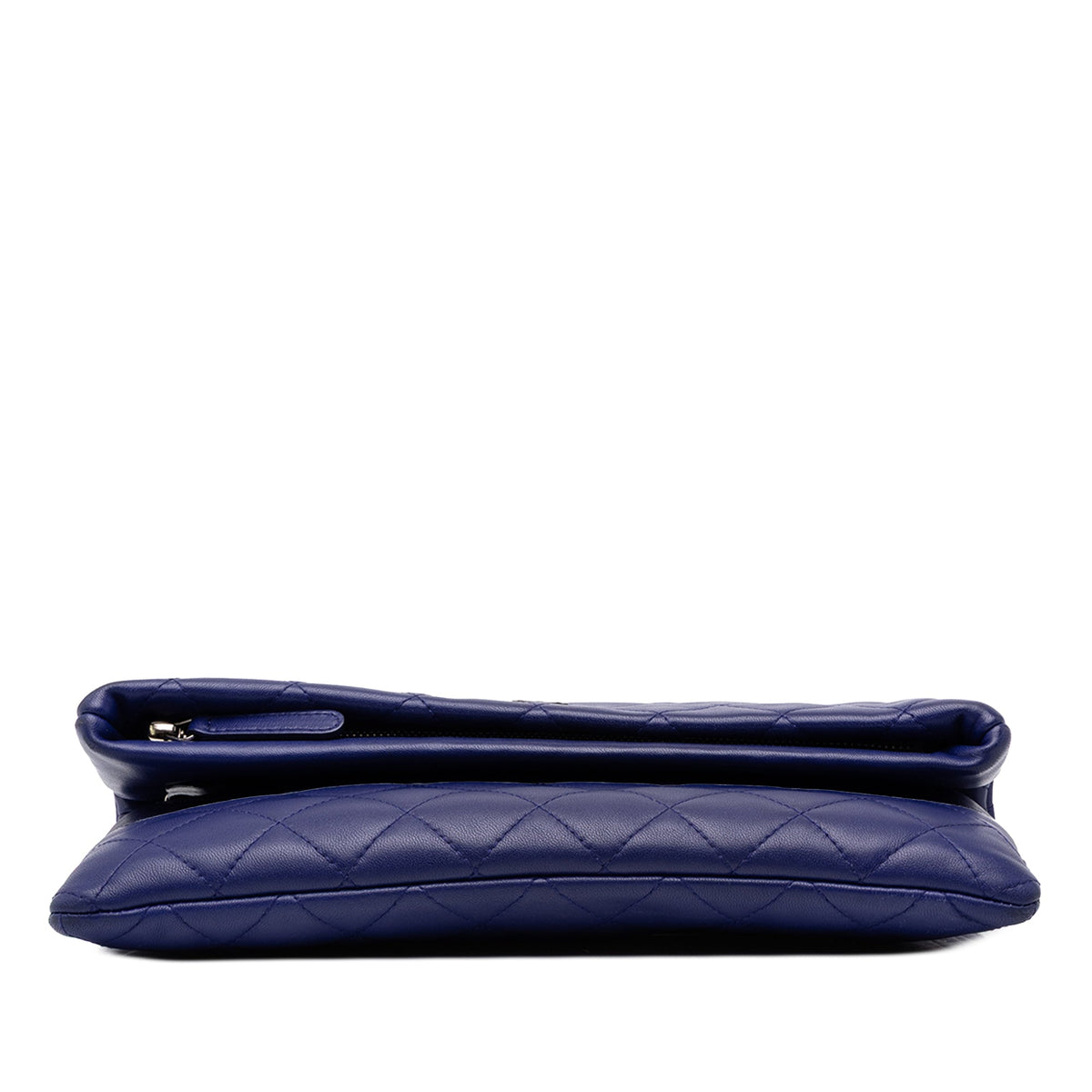 Chanel CC Quilted Lambskin Foldover Clutch — Blue