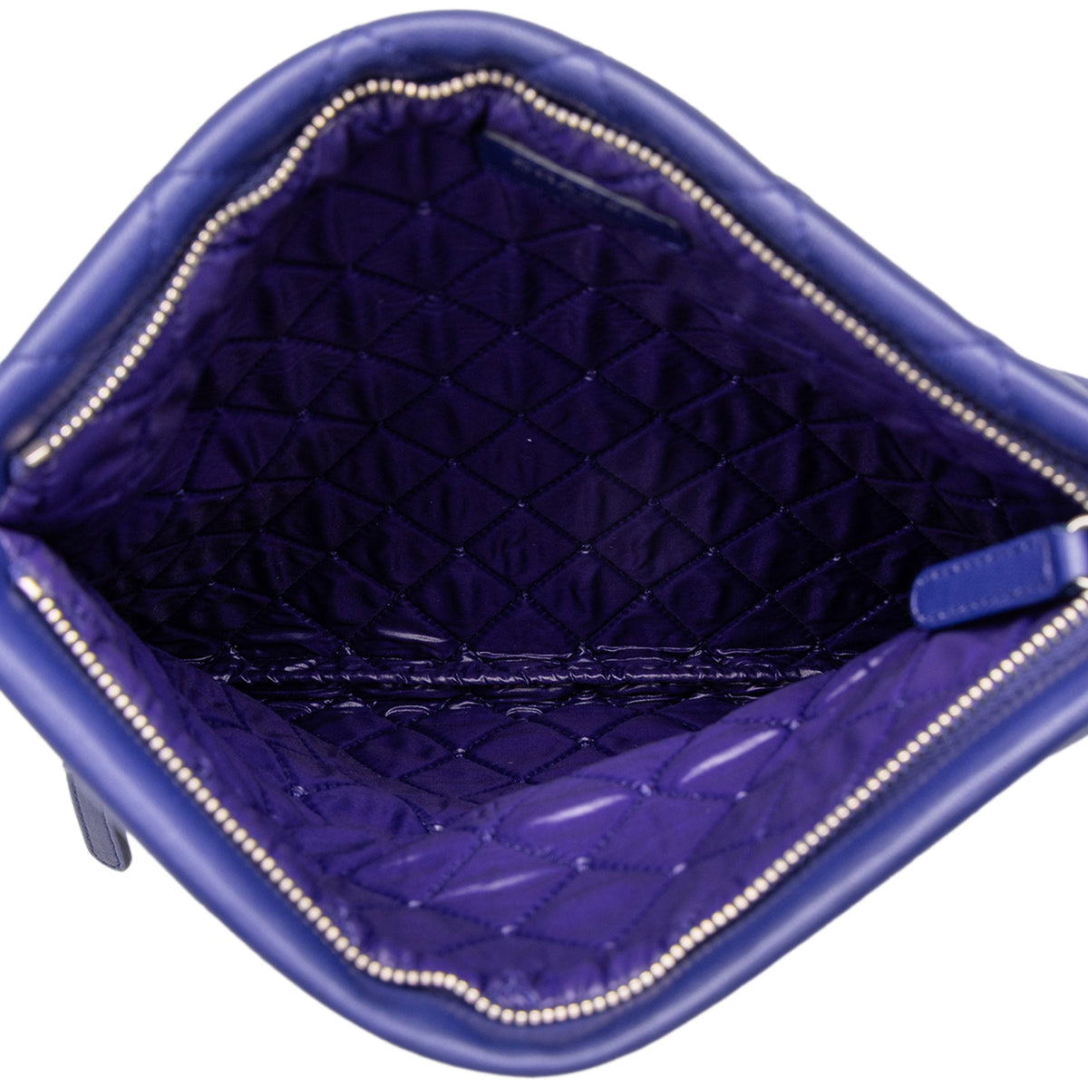 Chanel CC Quilted Lambskin Foldover Clutch — Blue
