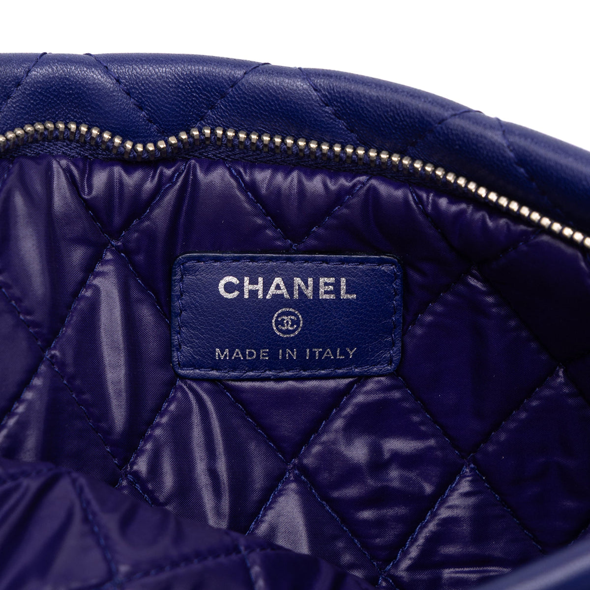 Chanel CC Quilted Lambskin Foldover Clutch — Blue