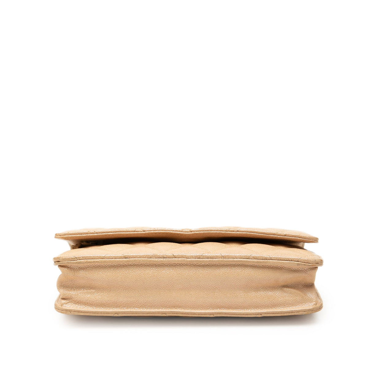 Chanel CC Quilted Caviar Wallet on Chain — Beige