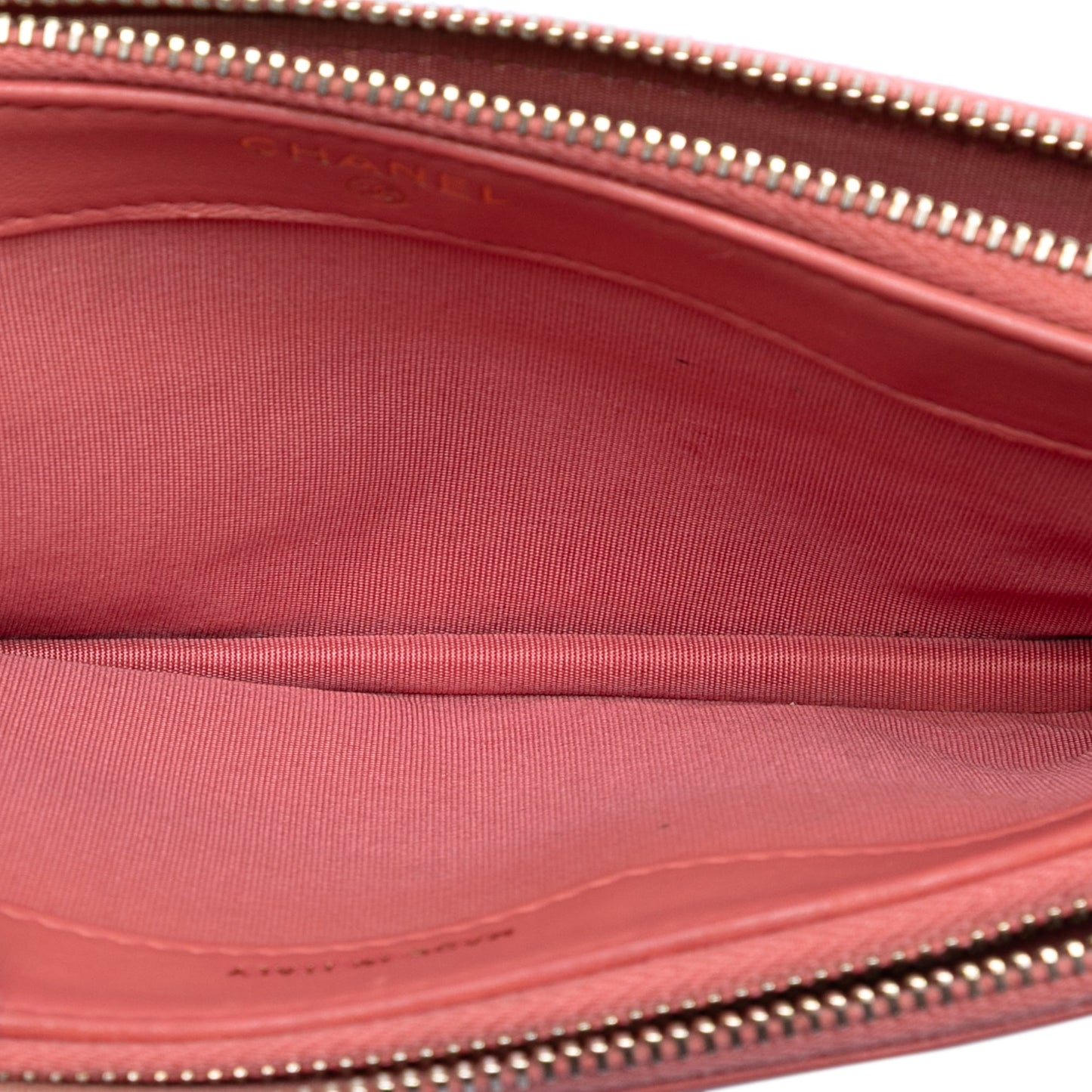Quilted Caviar Boy Double Zip Clutch With Chain