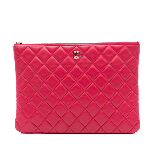Chanel Medium Quilted Lambskin O Case Clutch