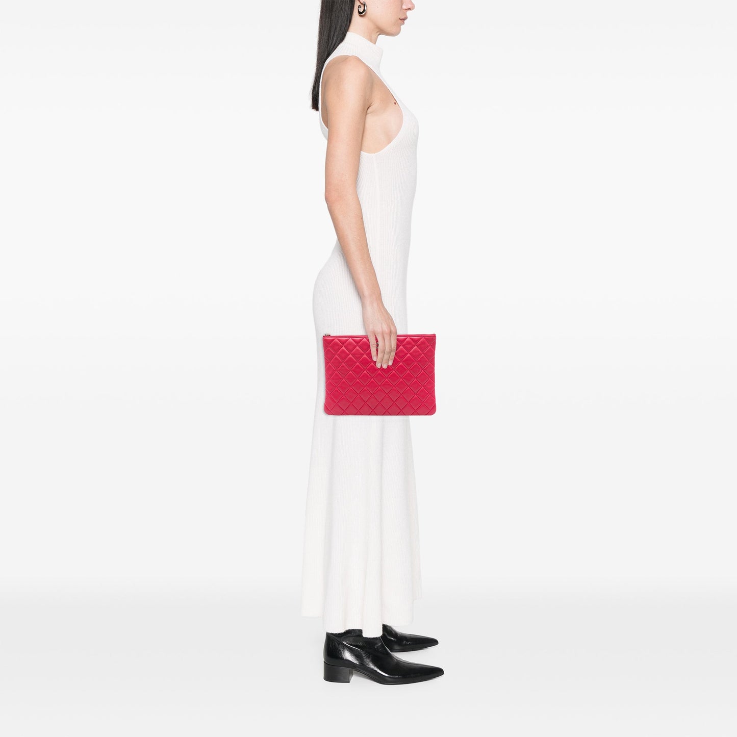Chanel Medium Quilted Lambskin O Case Clutch