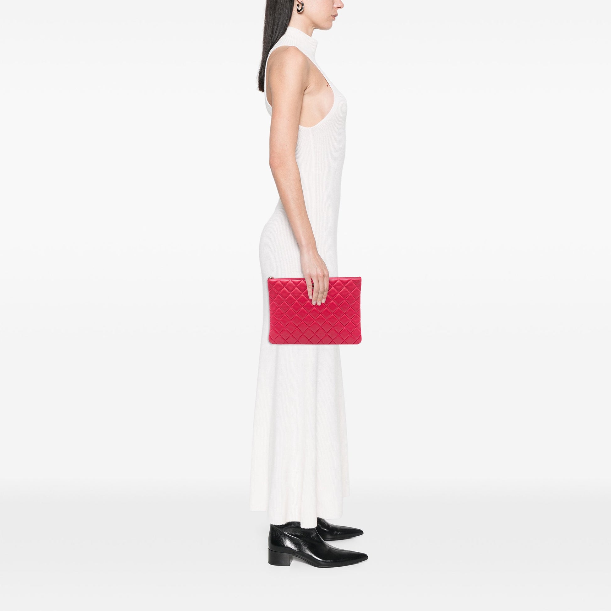 Chanel Medium Quilted Lambskin O Case Clutch