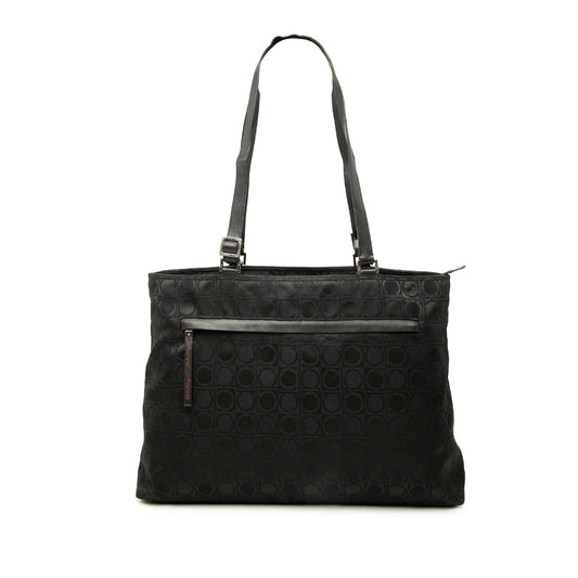 Ferragamo Gancini Nylon Tote — Black