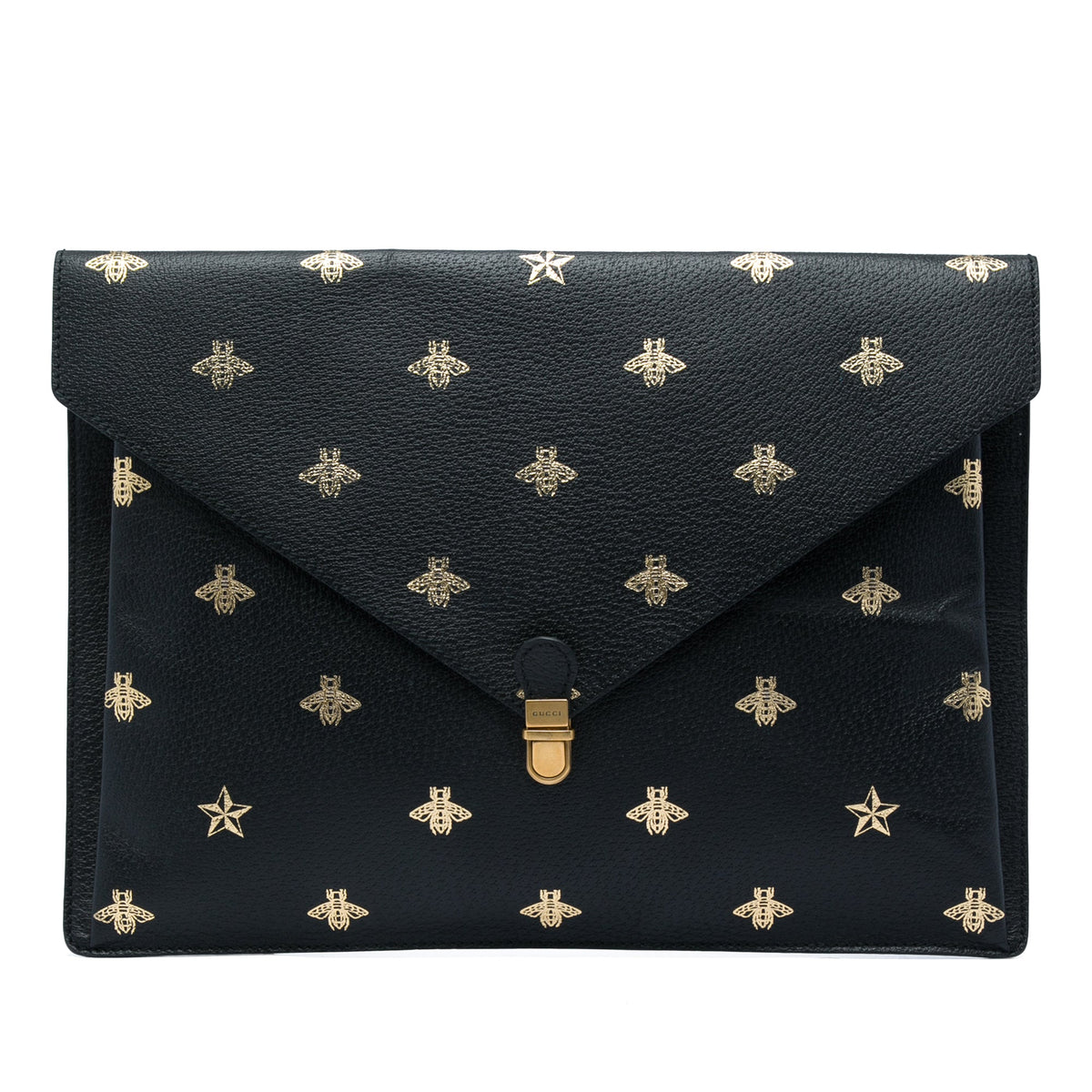 Gucci Calfskin Bee Star Portfolio Clutch