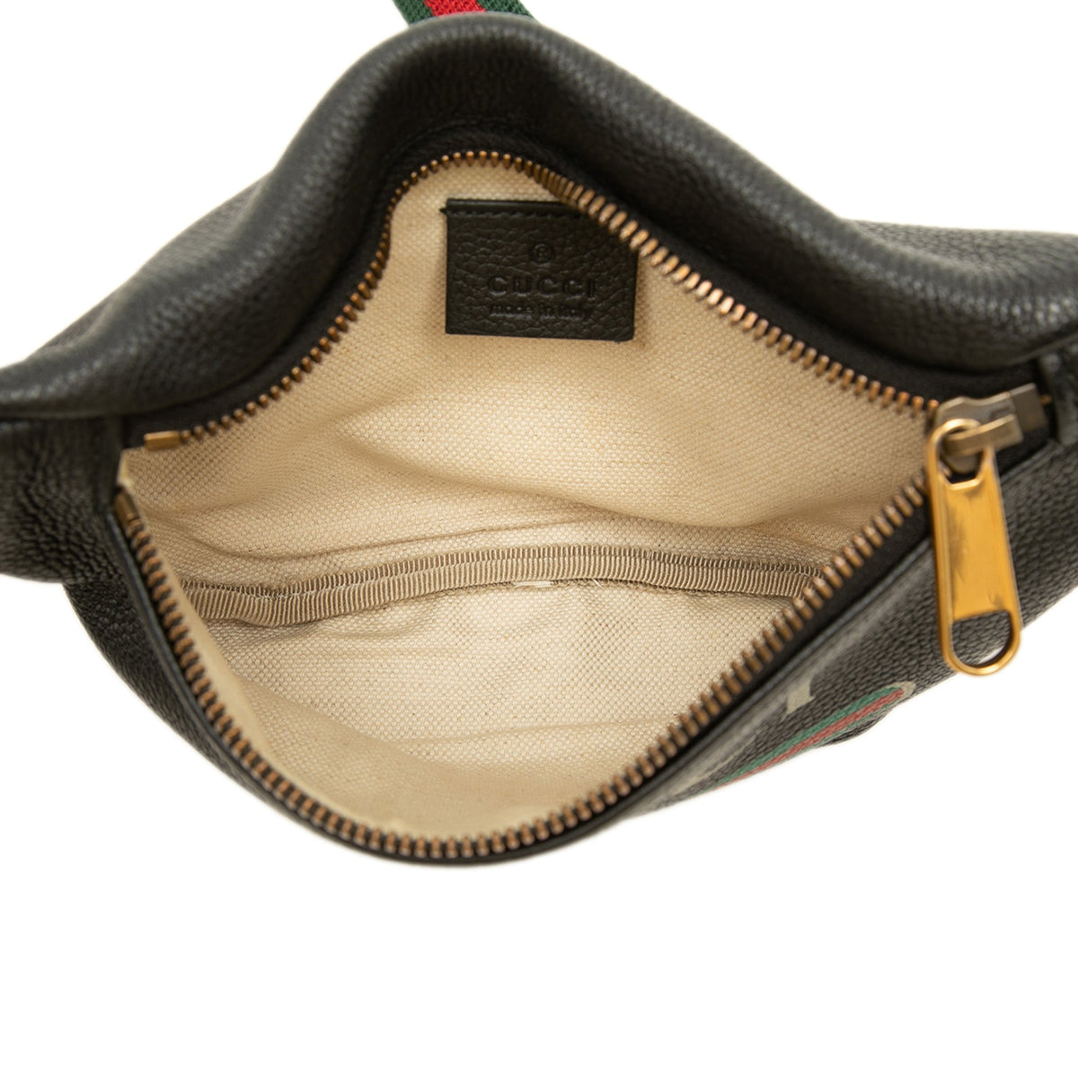 Gucci Small Grained Calfskin Web Logo Belt Bag — Black