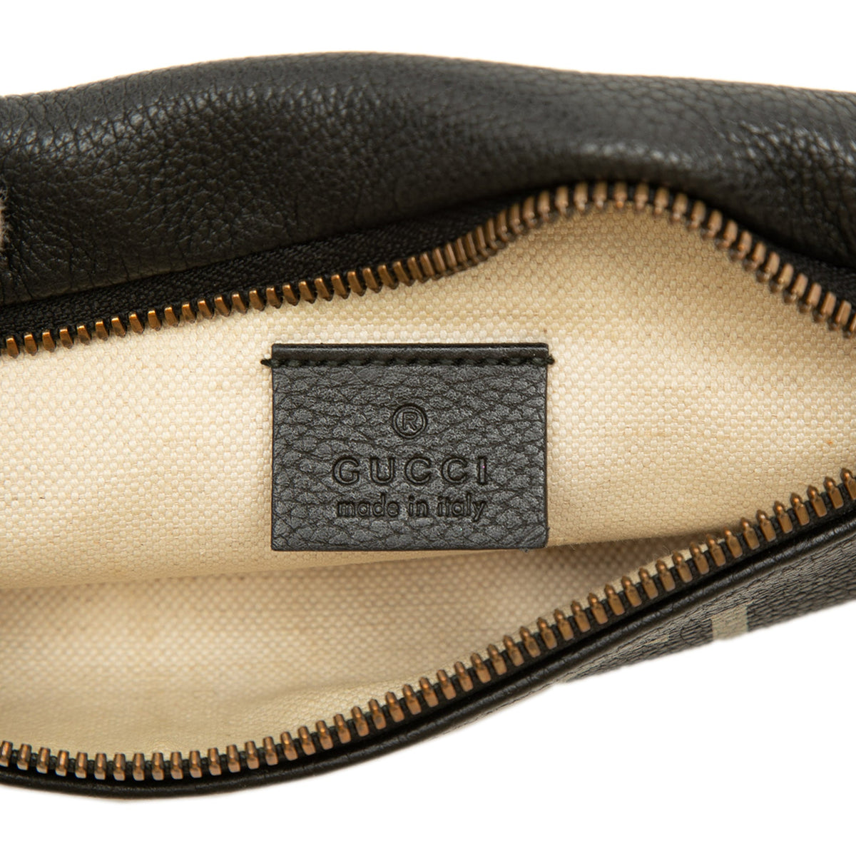 Gucci Small Grained Calfskin Web Logo Belt Bag — Black