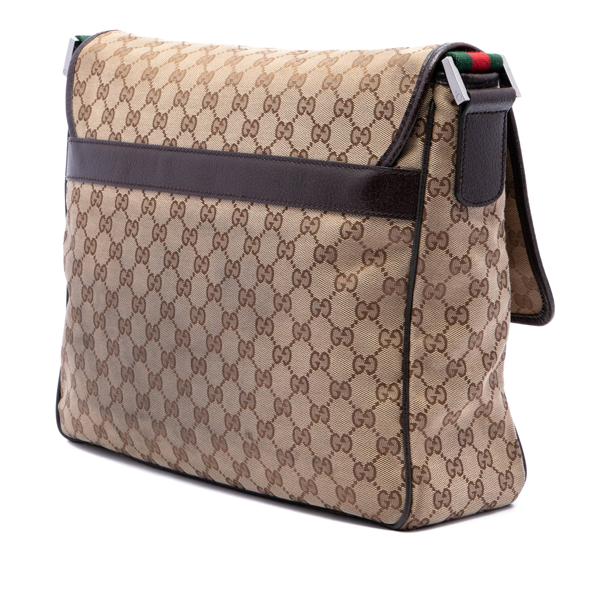 Gucci GG Canvas Web Flap Messenger Bag — Beige