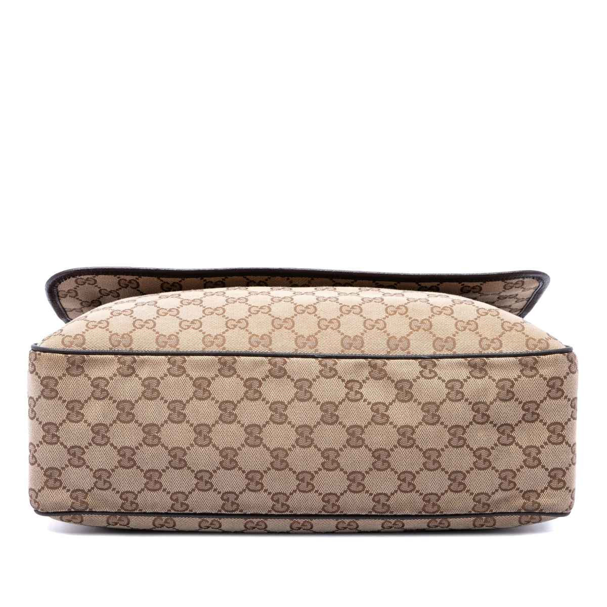 Gucci GG Canvas Web Flap Messenger Bag — Beige