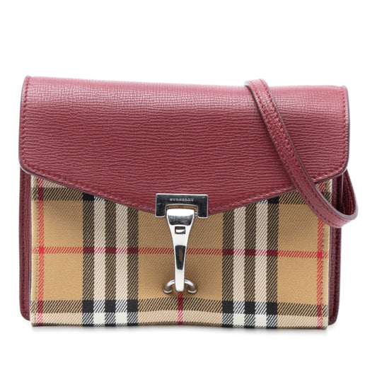 Burberry Small Leather and House Check Canvas Derby Macken Crossbody