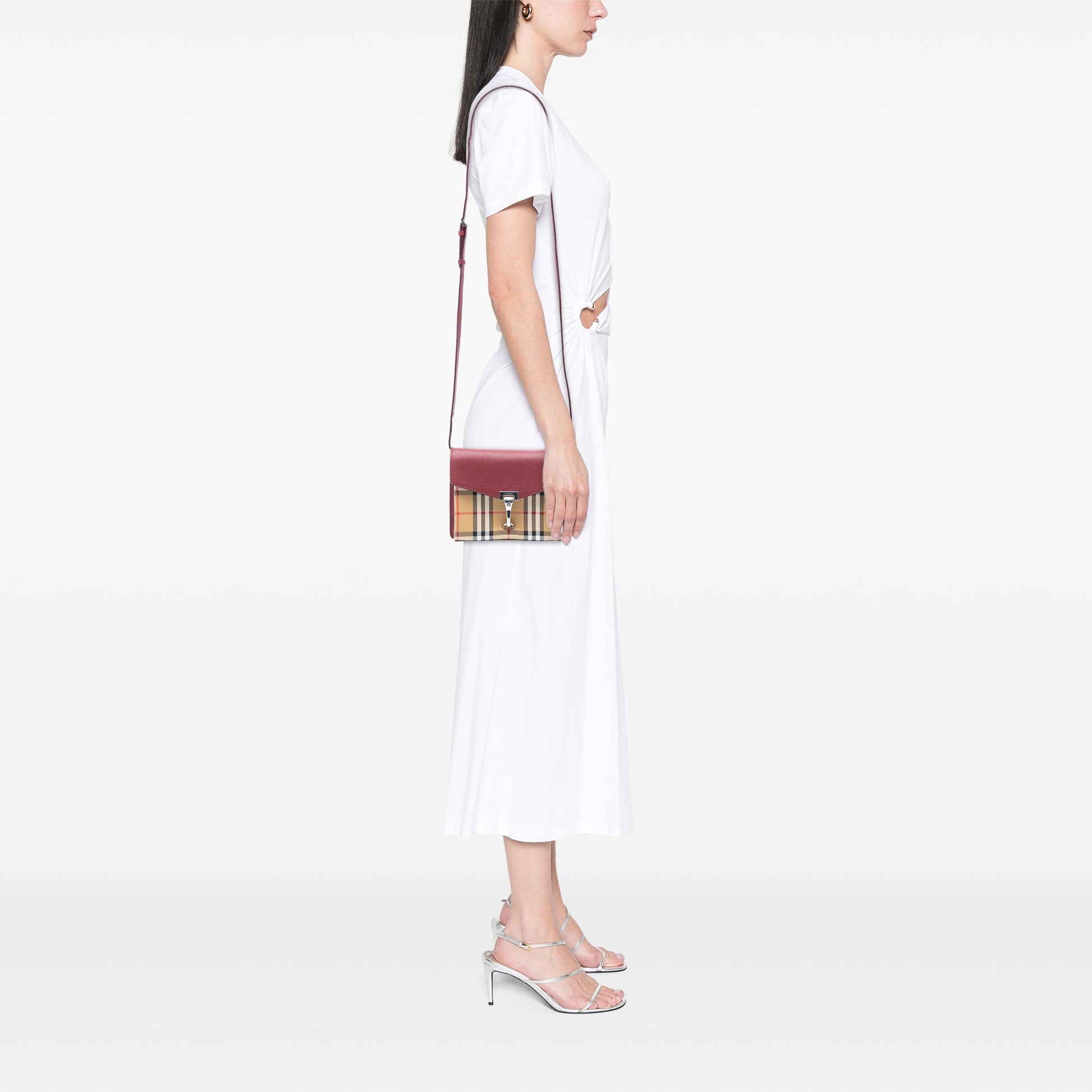 Burberry Small Leather and House Check Canvas Derby Macken Crossbody