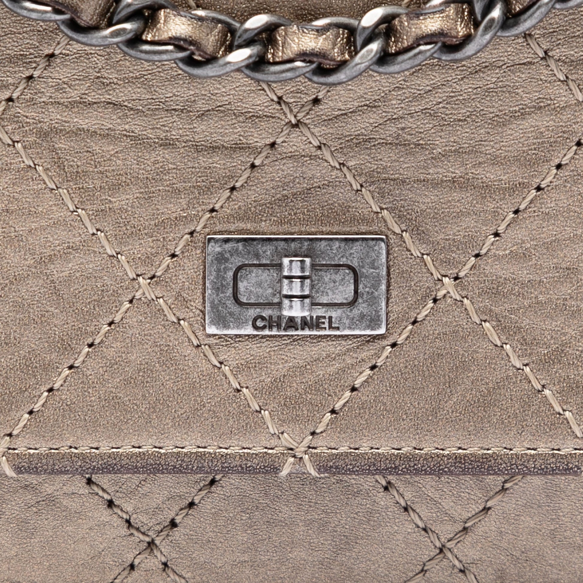 Chanel Quilted Metallic Aged Calfskin Reissue 2.55 Wallet on Chain
