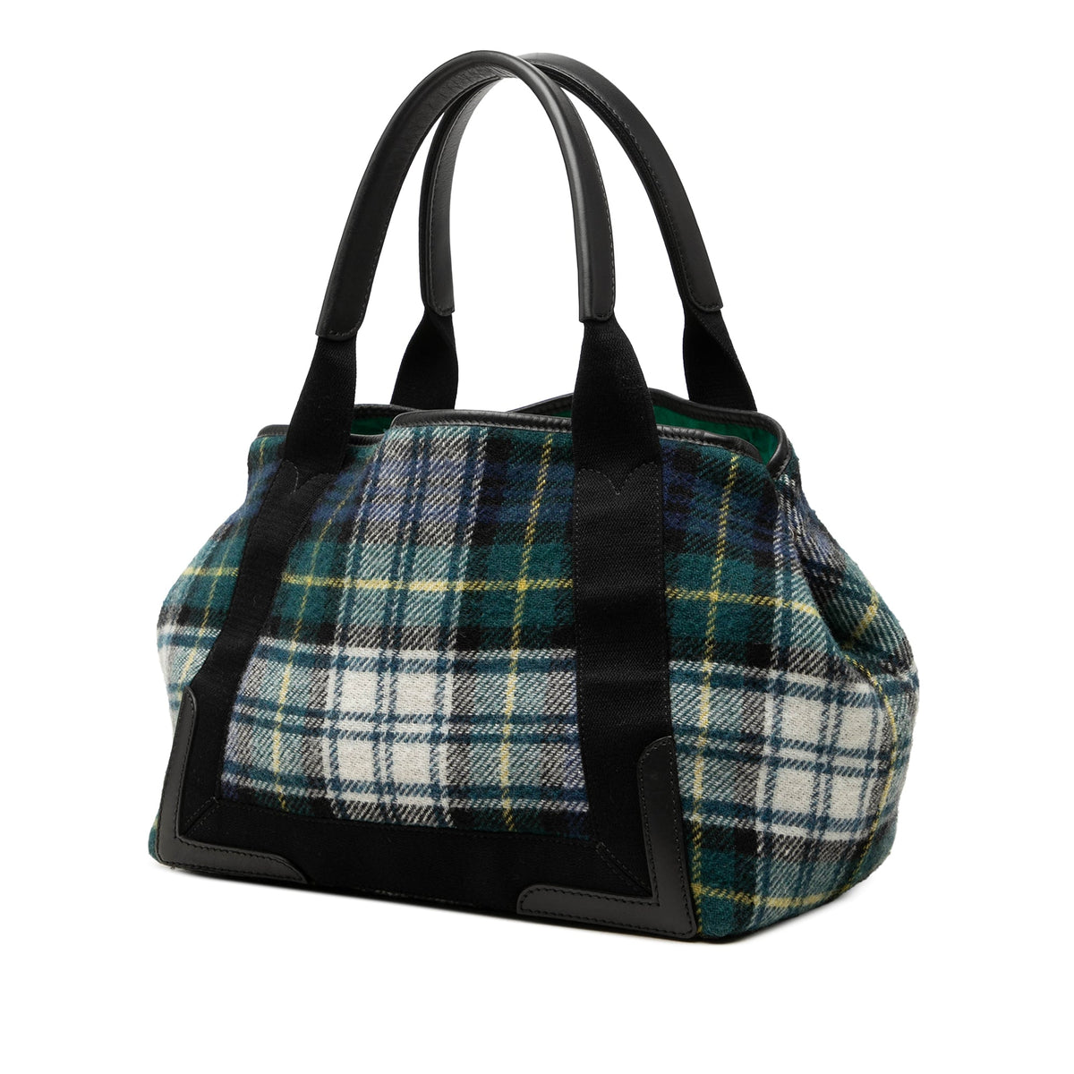 Balenciaga Plaid Wool Navy Cabas S